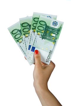 woman hand with euro bills