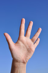 Woman hand- five fingers open