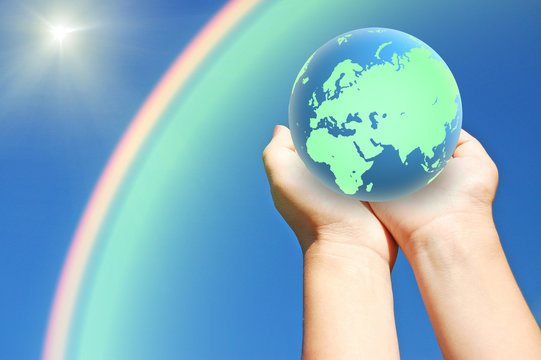 globe of planet earth in hands