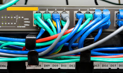 network cables patch panel and switch