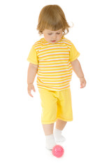 Small smiling girl with toy ball