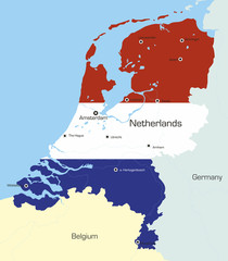 Netherlands country coloured by national flag