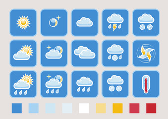 Set of weather forecast pictograms