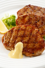 Grilled meat and vegetables