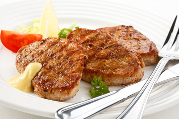 Grilled meat and vegetables