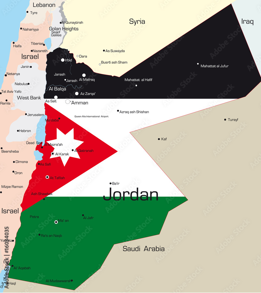 Poster jordan country colored by national flag