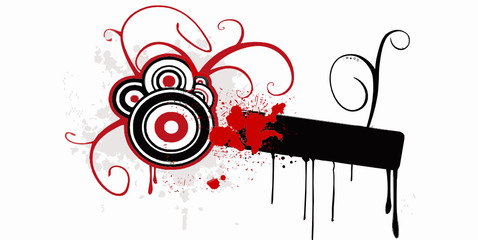 FOND NOIR ROUGE CERCLES TACHES VECTEUR