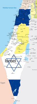 Israel country colored by national flag