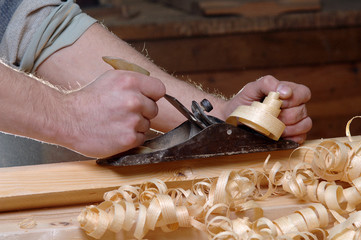 joinery workshop with wood