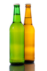 two bottle of beer isolated on white background