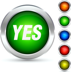 Yes detailed button. Vector illustration