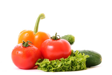 Different fresh vegetables on white background