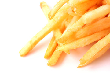 delicious french fries potatoes on white