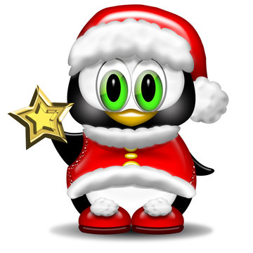 Pinguino Natale-Christmas Penguin-Pingouin Noël avec étoile