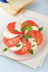 Sliced mozzarella and tomato