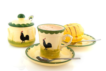 Coffee with sweet yellow cakes