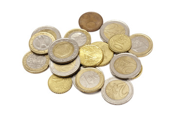 Euro coins isolated on white