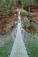 Suspension bridge on Everest trail in Himalaya, Nepal