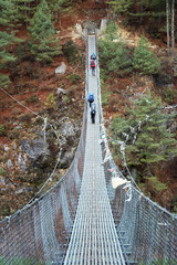 Rope bridge on Everest trek in Himalaya, Nepal