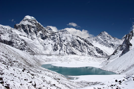 Mountain lake with Everest in background, Himalayas, Nepal