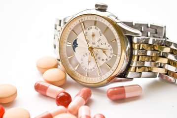 clock and pills