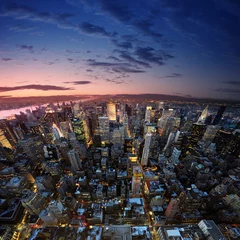 Fotobehang New York Manhattan bij zonsondergang