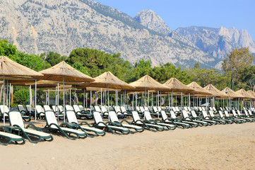 Beach on Mediterranean Sea, Antalya, Turkey