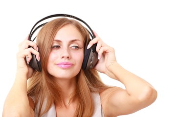 Fototapeta premium Beautiful girl with headphones