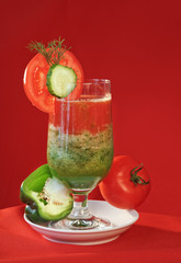 Vegetable fresh juice tomato and cucumber