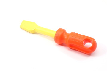Toy red and yellow screwdriver