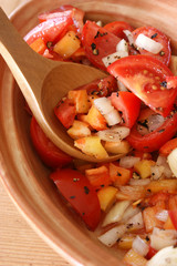 fresh organic tomato salad in a bowl