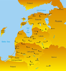 Obraz premium Map of Baltic region countries
