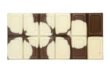 white and dark chocolate on a white background