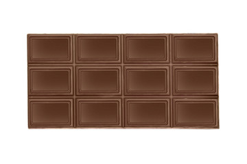 tile of dark chocolate on a white background