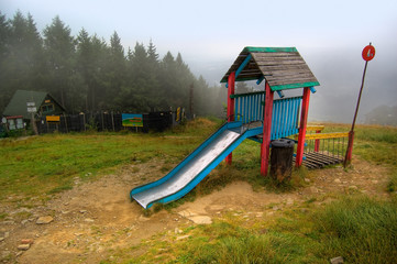 Empty slide high in the mountains