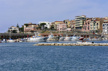 Fototapeta na wymiar Marina di krajobraz Camerota, port side, Włochy