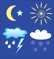 Weather and day and night vector icons