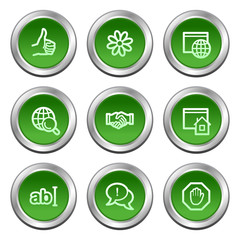 Internet communication web icons, green circle buttons series