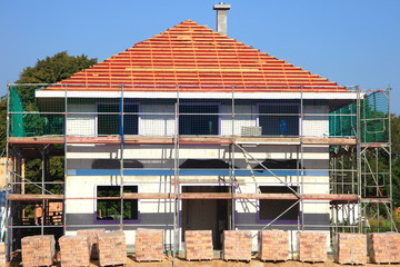 Neubau Einfamilienhaus Rohbau Dachstuhl