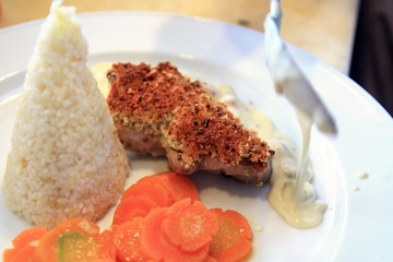 fish steak with rice