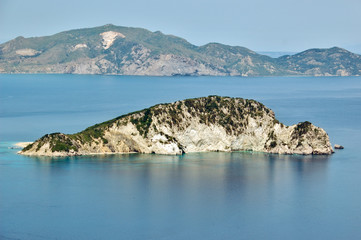 Marathonisi island where the caretta sea turtle lays its eggs.