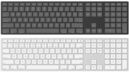 Modern computer keyboard in white and black color. - obrazy, fototapety, plakaty