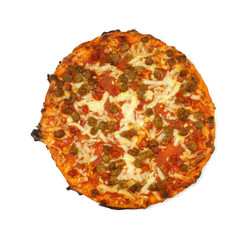 Top view of small cooked pizza