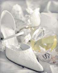 White wedding bridal shoes