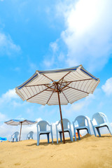 Chairs and umbrella on the beach