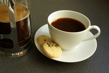 black coffee and cookies
