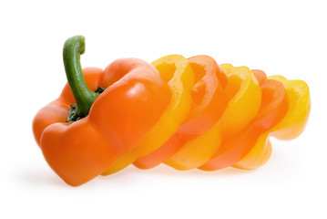 slice of sweet pepper on white background