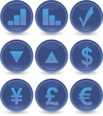 blue financial web icons set