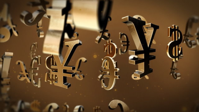 Various currency symbol flying,Alpha included