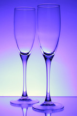Pair of champagne glass (isolated on blue)